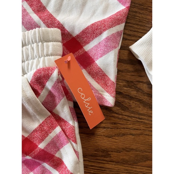 Colsie‎ Womens Matching Lounge Set Size XS Plaid Fleece Comfy Jogger Red NWT - Picture 2 of 8